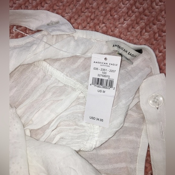 NWT American Eagle White Lace Trimmed Cotton Tank Top size M Medium​​ - Picture 2 of 6